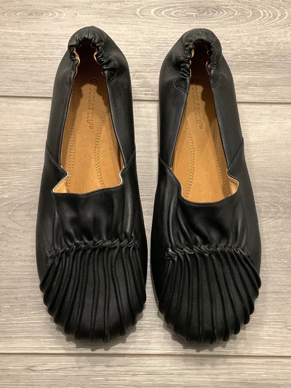 CHOCOLAT BLU Women's Cam Flat in Black Leather Size 9 NEW
